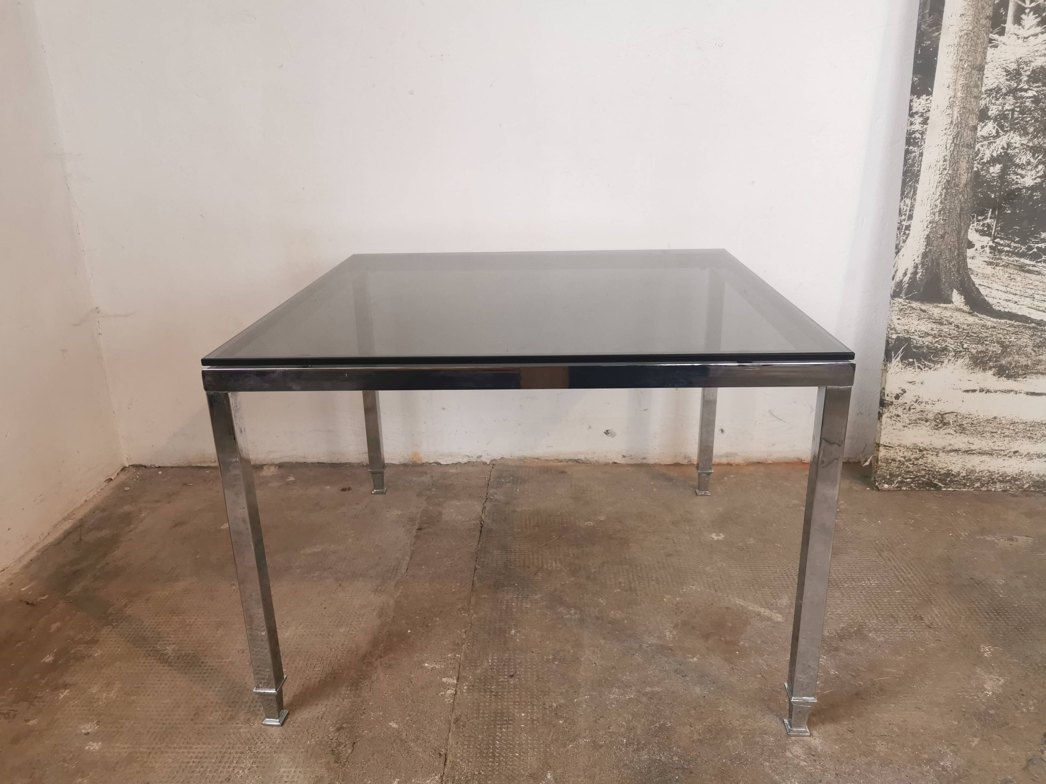 Chrome and glass coffee table 1970 Neoclassical style
