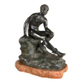 Hermès au repos, bronze Grand Tour, patine noir et verte, XIXème siècle