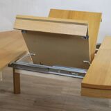 Vintage Round Oak Dining Table with Butterfly Extension 1960s Denmark