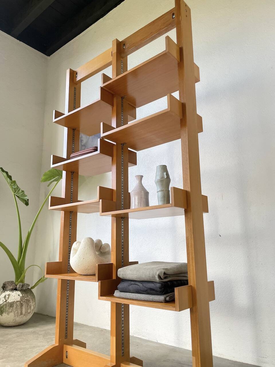 Bookcase on solid beech legs from the 80s