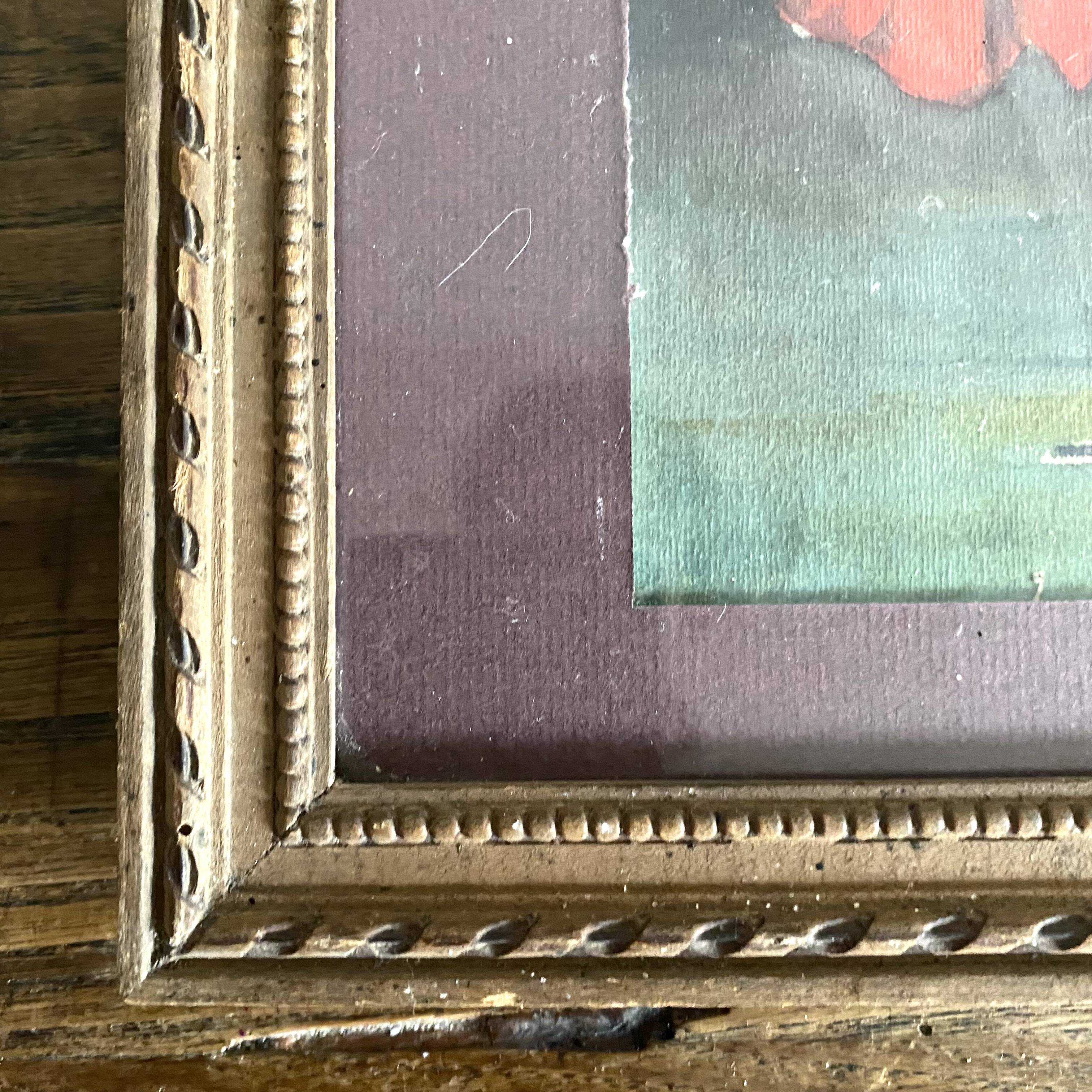 Old watercolor flowers anemone framed