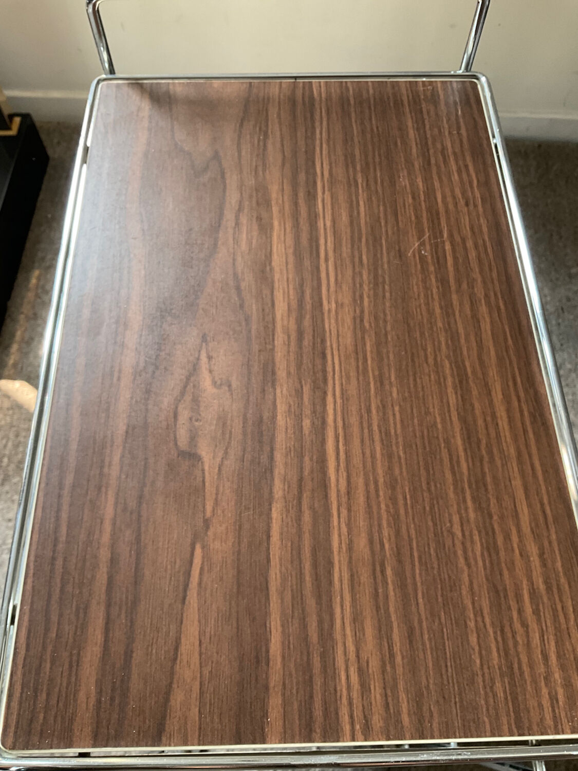 Vintage side table on wheels 60s