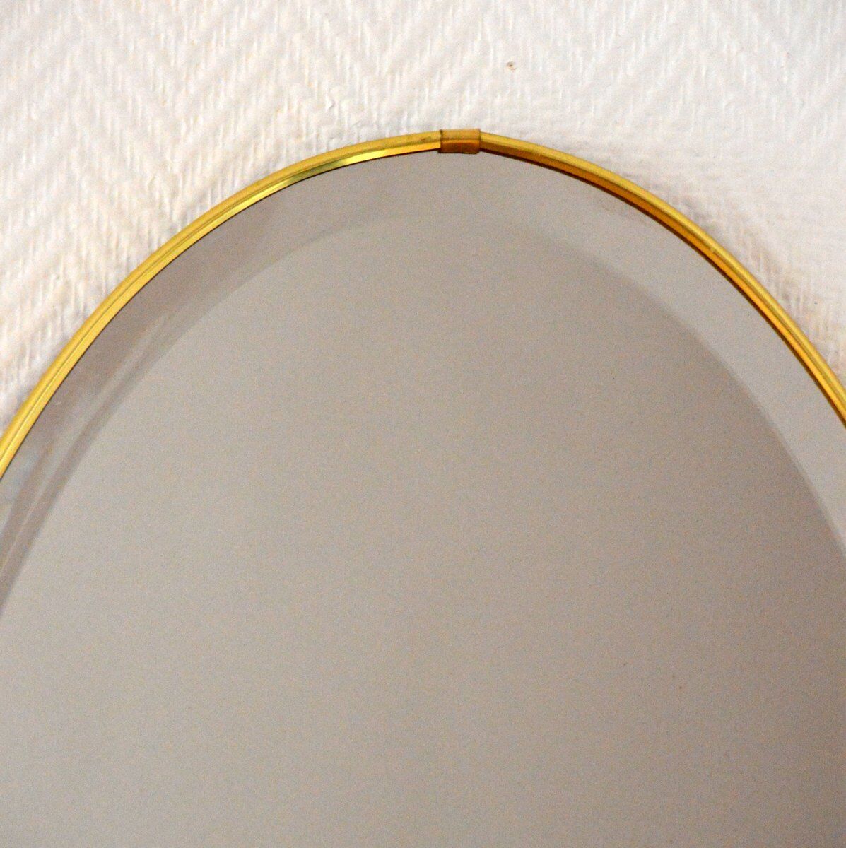 Brass 1960's vintage oval mirror, 36x61cm