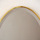 Brass 1960's vintage oval mirror, 36x61cm