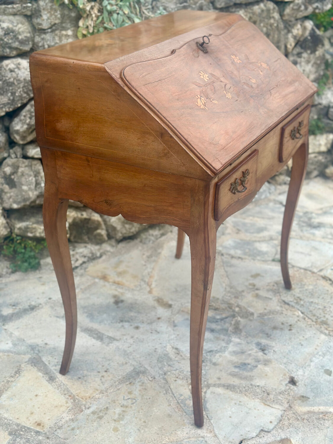 Louis XV style solid wood sloping desk.
