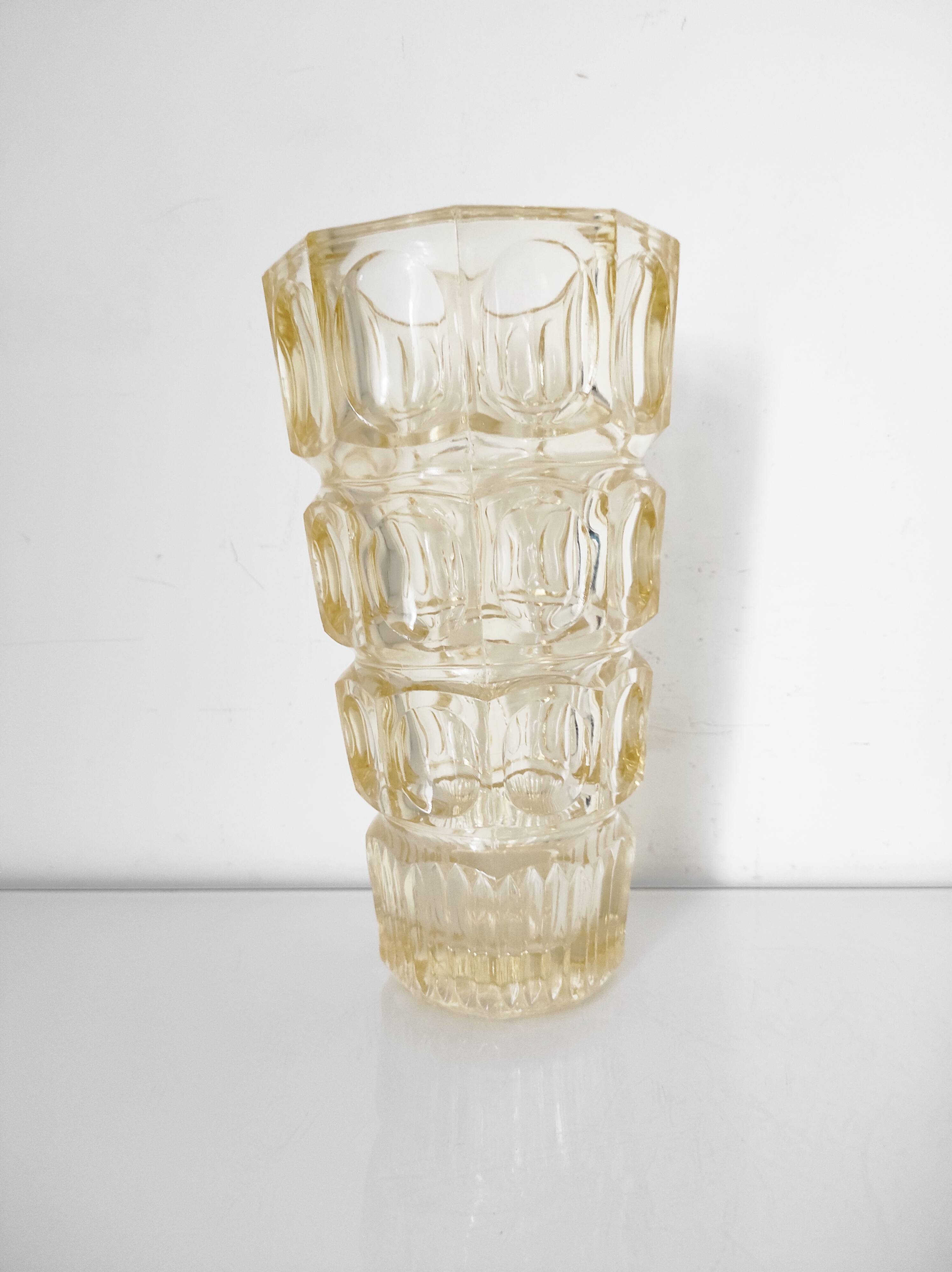 Yellow glass vase by Josef Hoffman for Moser