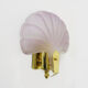 Wall wall lamp shell in pink scribbled glass, gilded metal and brass. Year 70
