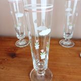 Set of 5 floral champagne glasses