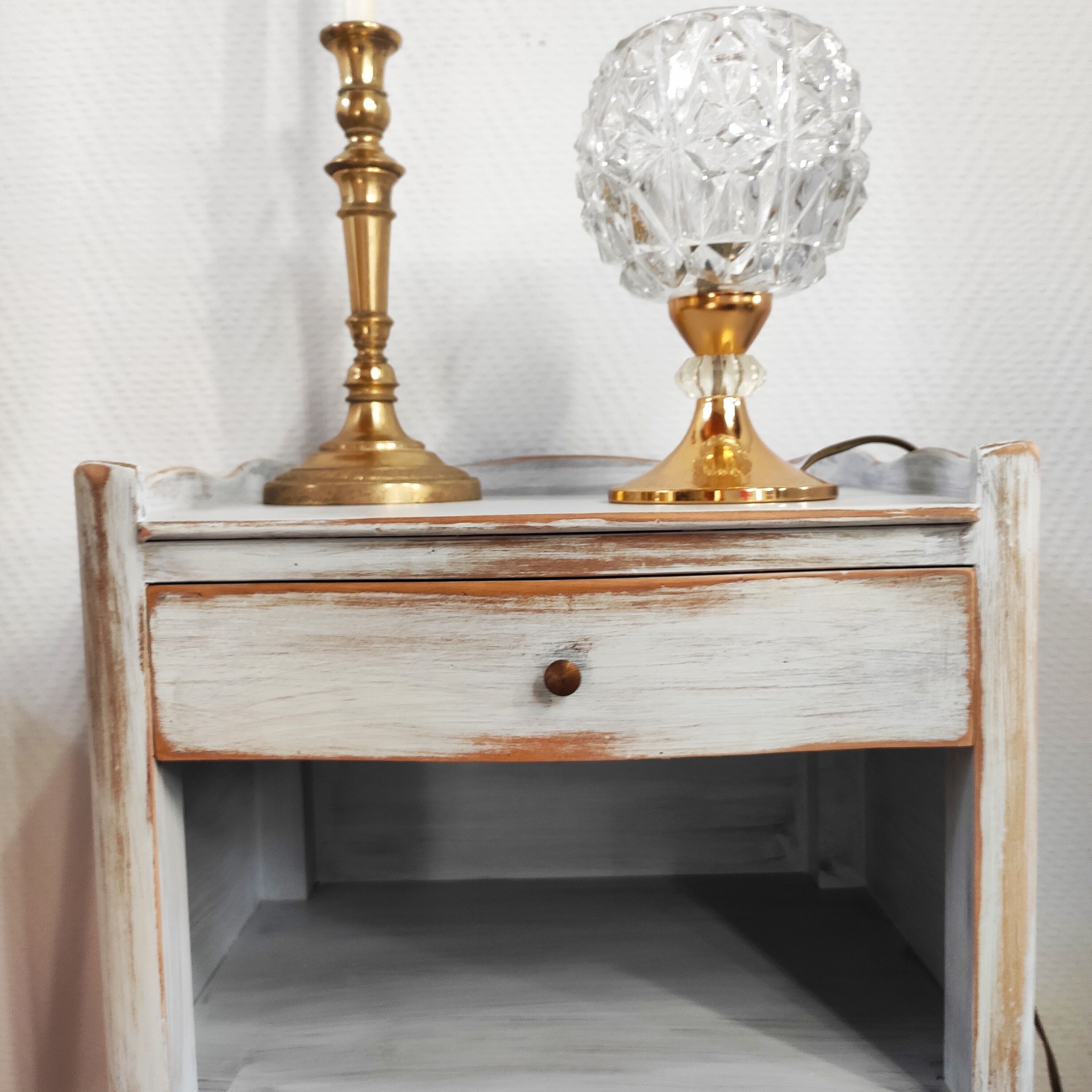 Pair of patinated bedside tables