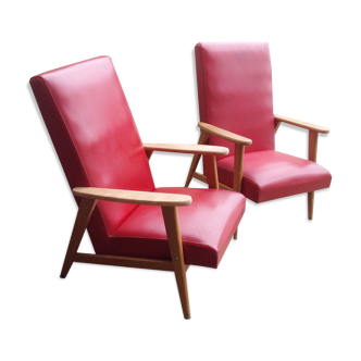 Pair of armchairs style scandinavian vintage 1971