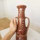 Vintage Amphora Vase: Large Brown Glazed Pottery with Grape Motif