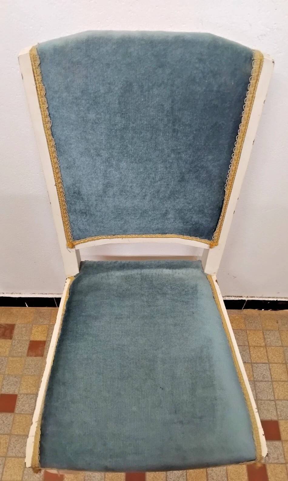 Chaise Style Louis XVI En bois Et Velours Bleu