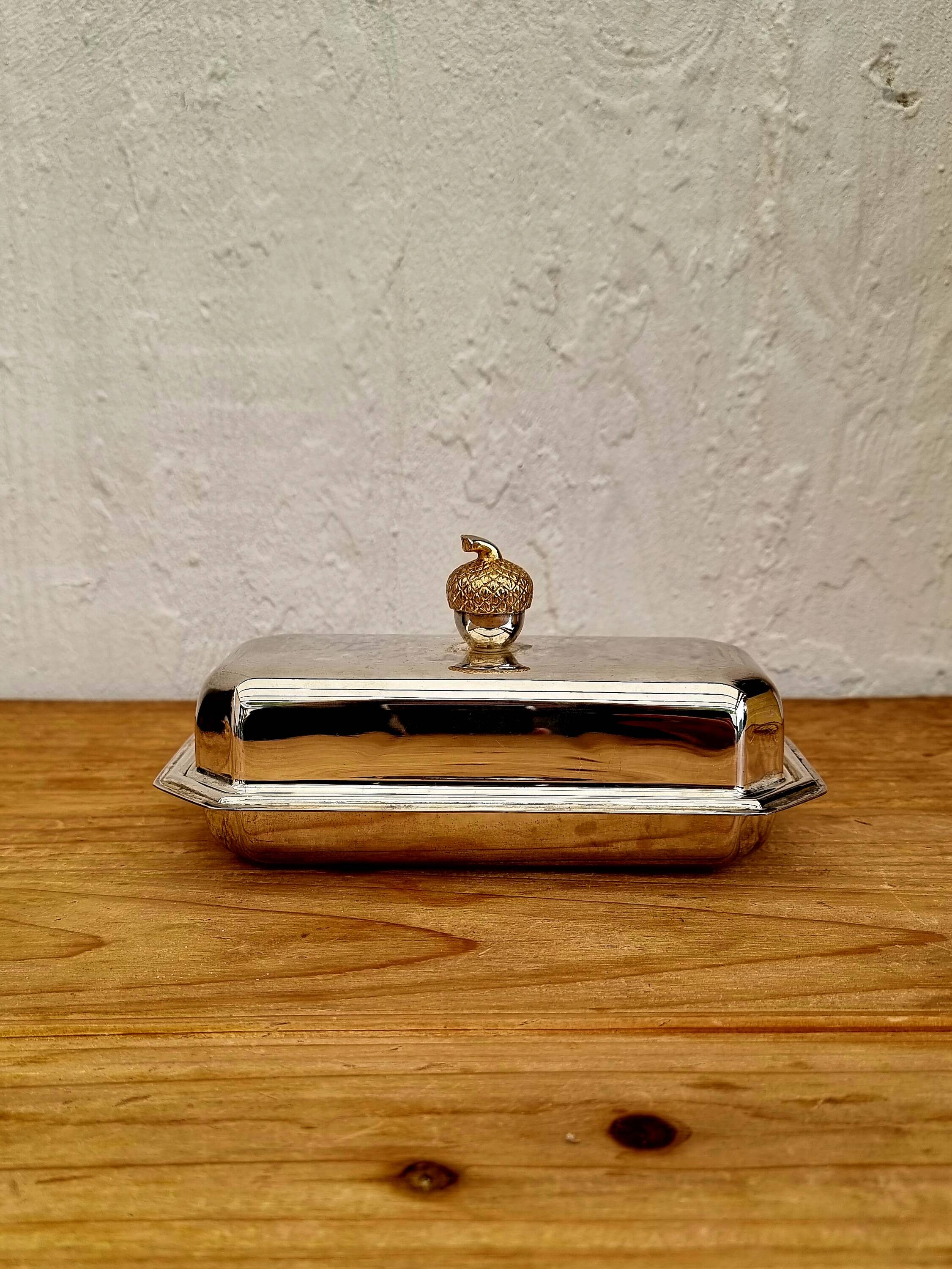 Vintage silver plated butter dish
