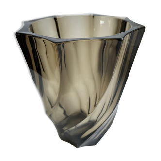 Vase en verre fumé années 70