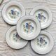 5 Italian speckled earthenware "Tiffany" soup plates - vintage bird motif