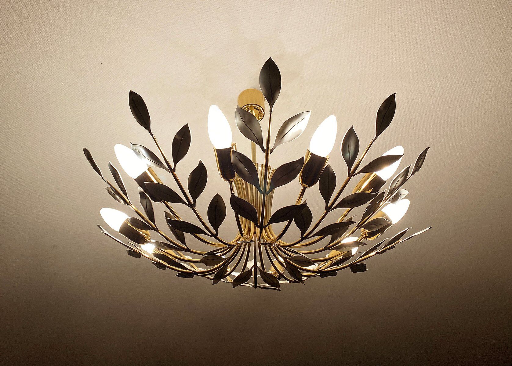 Large Vintage Floral Pendant Light , 1950s