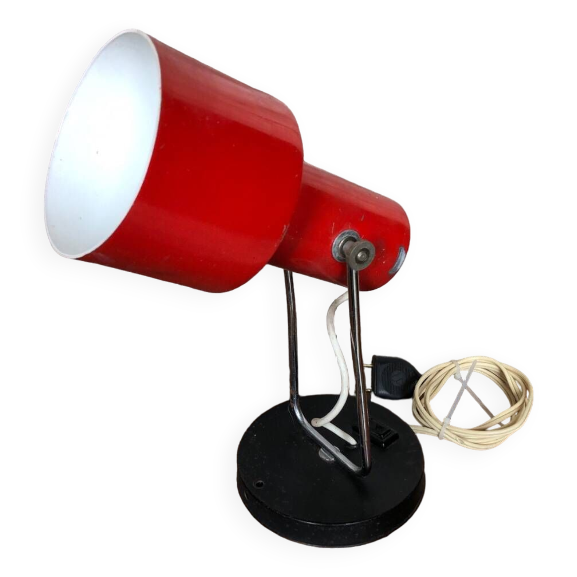 Old Articulated Lamp 70's Metal Red Black & Chrome Vintage