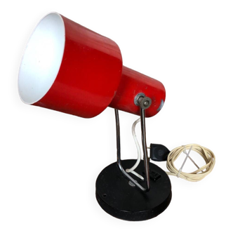 Ancienne Lampe Articulée 70’s Métal Rouge Noir & Chromé Vintage