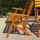 Pair of vintage wooden folding armchairs