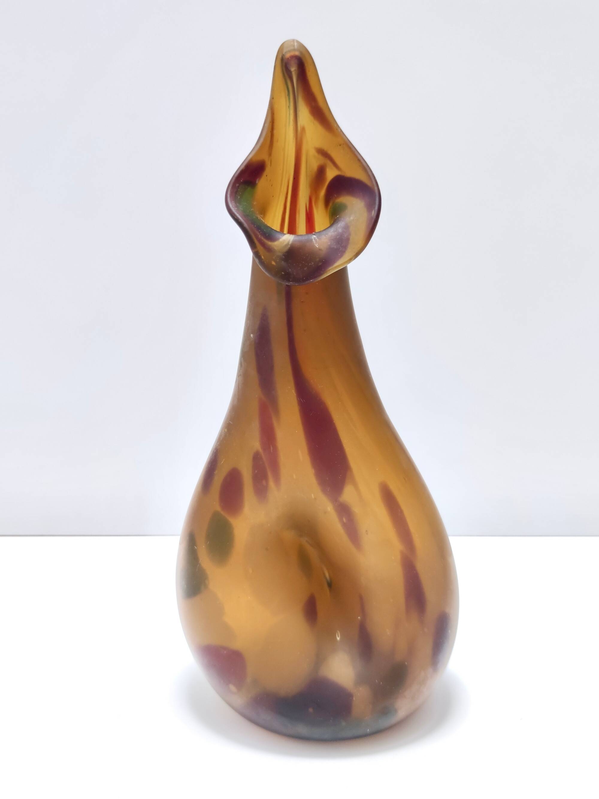 Experimental Amber Murano Glass Vase attr. to Anzolo Fuga, Italy