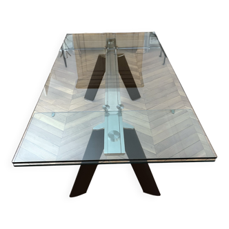 Roche Bobois glass design table – Chronos model – extendable to 260 cm