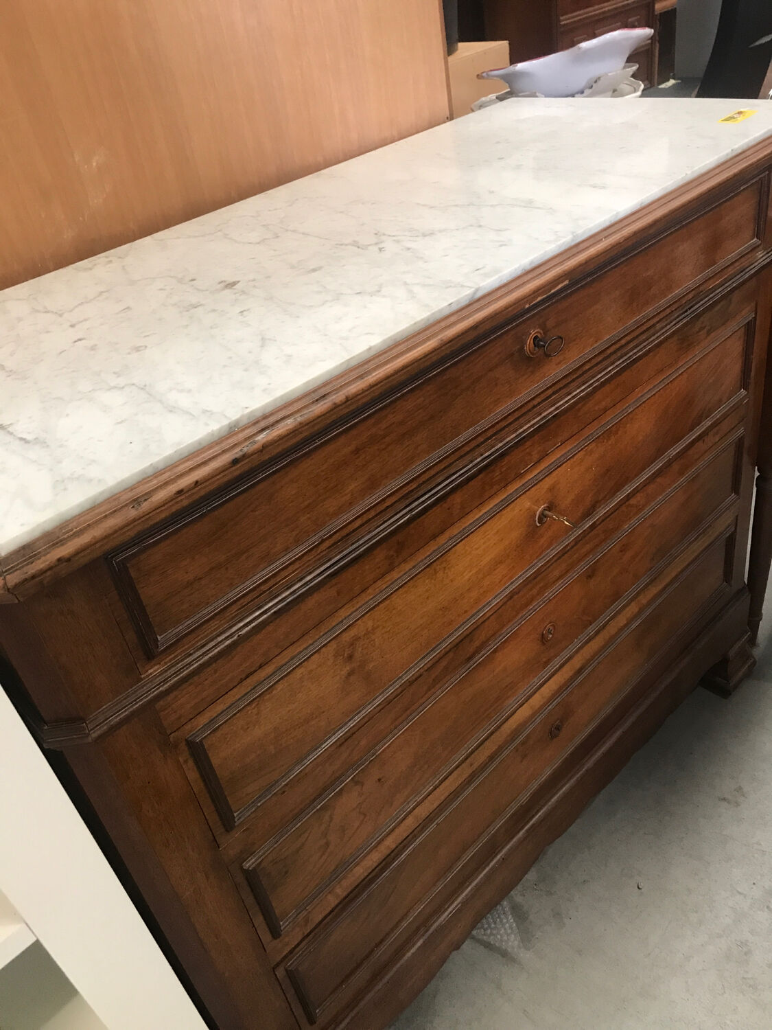 Drawer chest with marble top