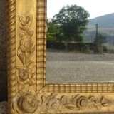 Ancien miroir doré, motifs floraux, 58x69cm