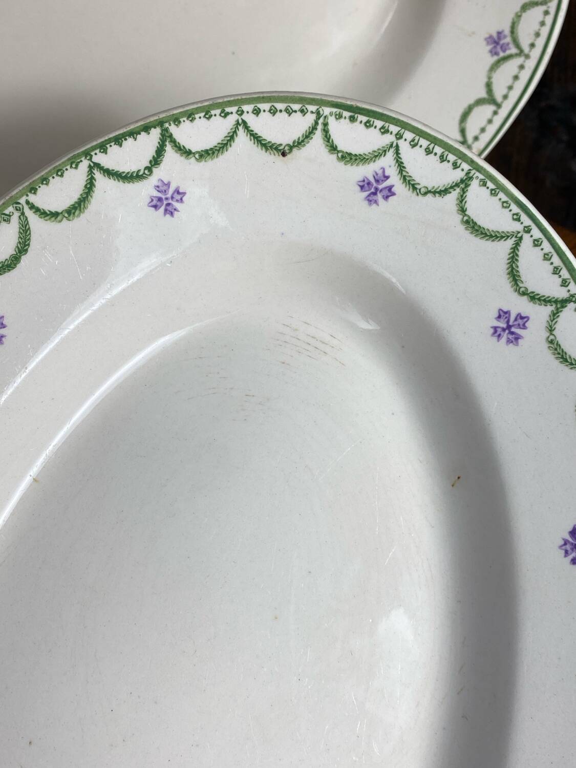 Service plates, ironstone, Violetta collection, Longwy