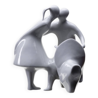 Lovers with a Truncheon, Jiří Černoch, Royal Dux, 2000s, Czech Republic