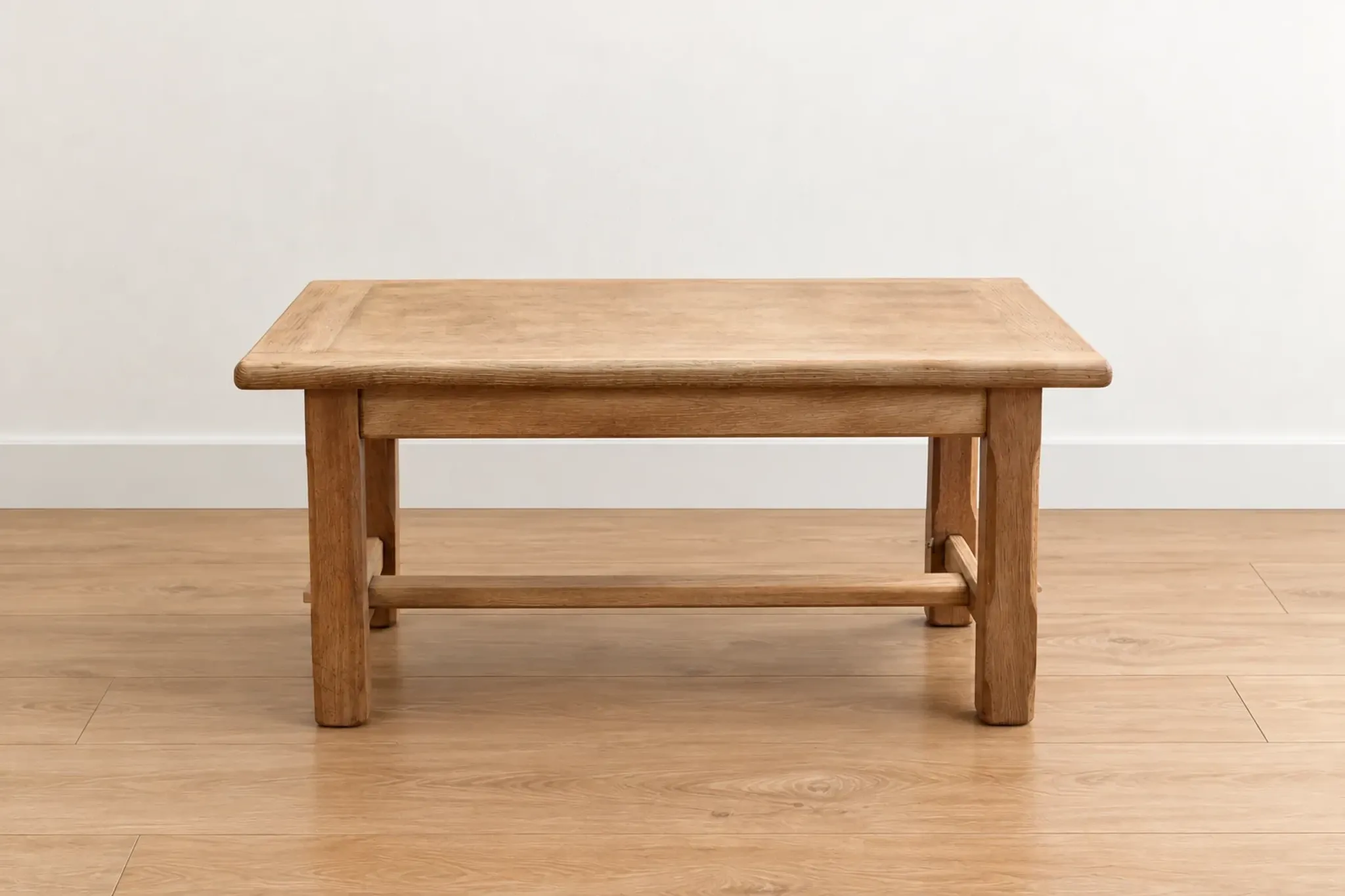 Table basse de ferme en bois naturel – style campagne, entretoise à clavettes – 99 cm