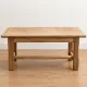 Natural wood farmhouse coffee table – country style, dowel stretcher – 99 cm