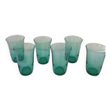 6 green glasses stamped LESIEUR – vintage 60s/70s