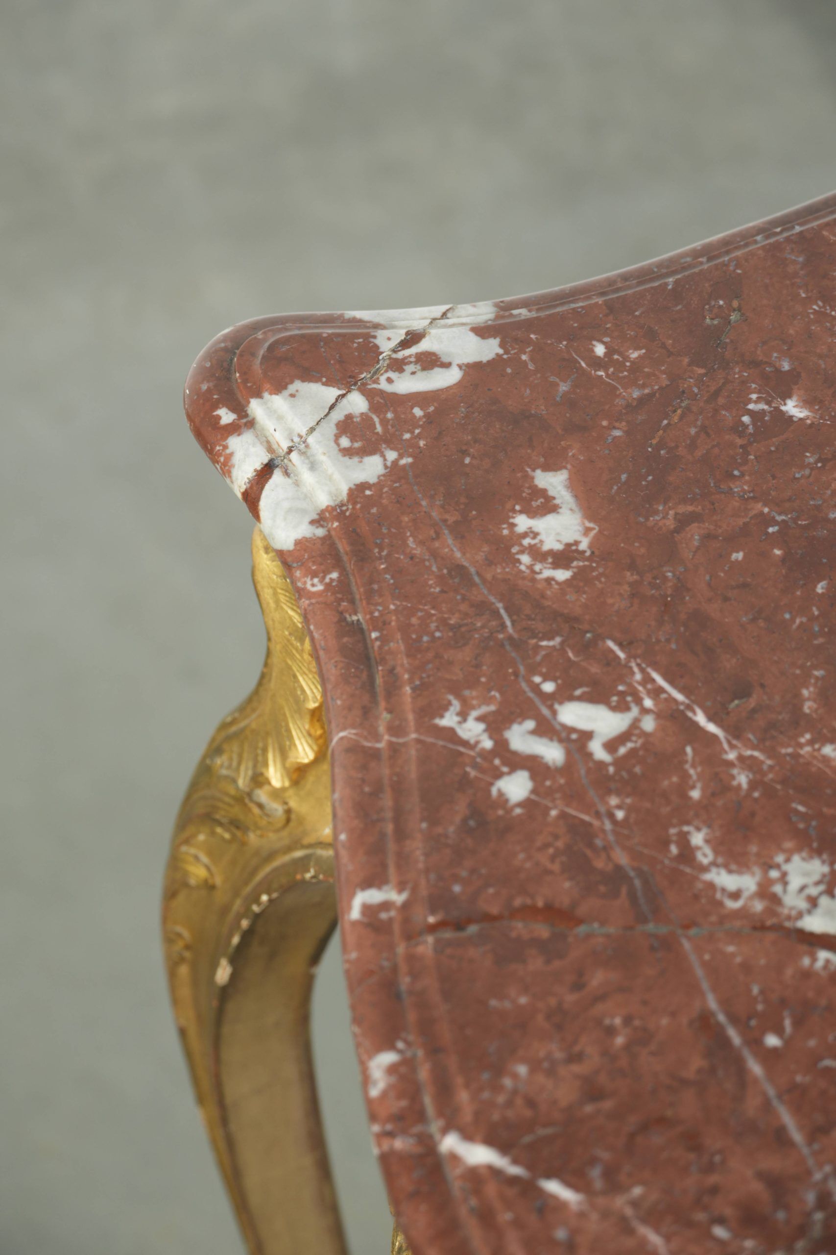 Antique French side table with marble tabletop from the 19th century