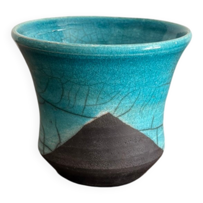 Vide Poche Vase Coupe Cendrier Raky Signé Poterie Artisanat Bol Turquoise Z