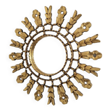 Gilded wooden sun mirror with glazing beads