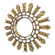 Gilded wooden sun mirror with glazing beads