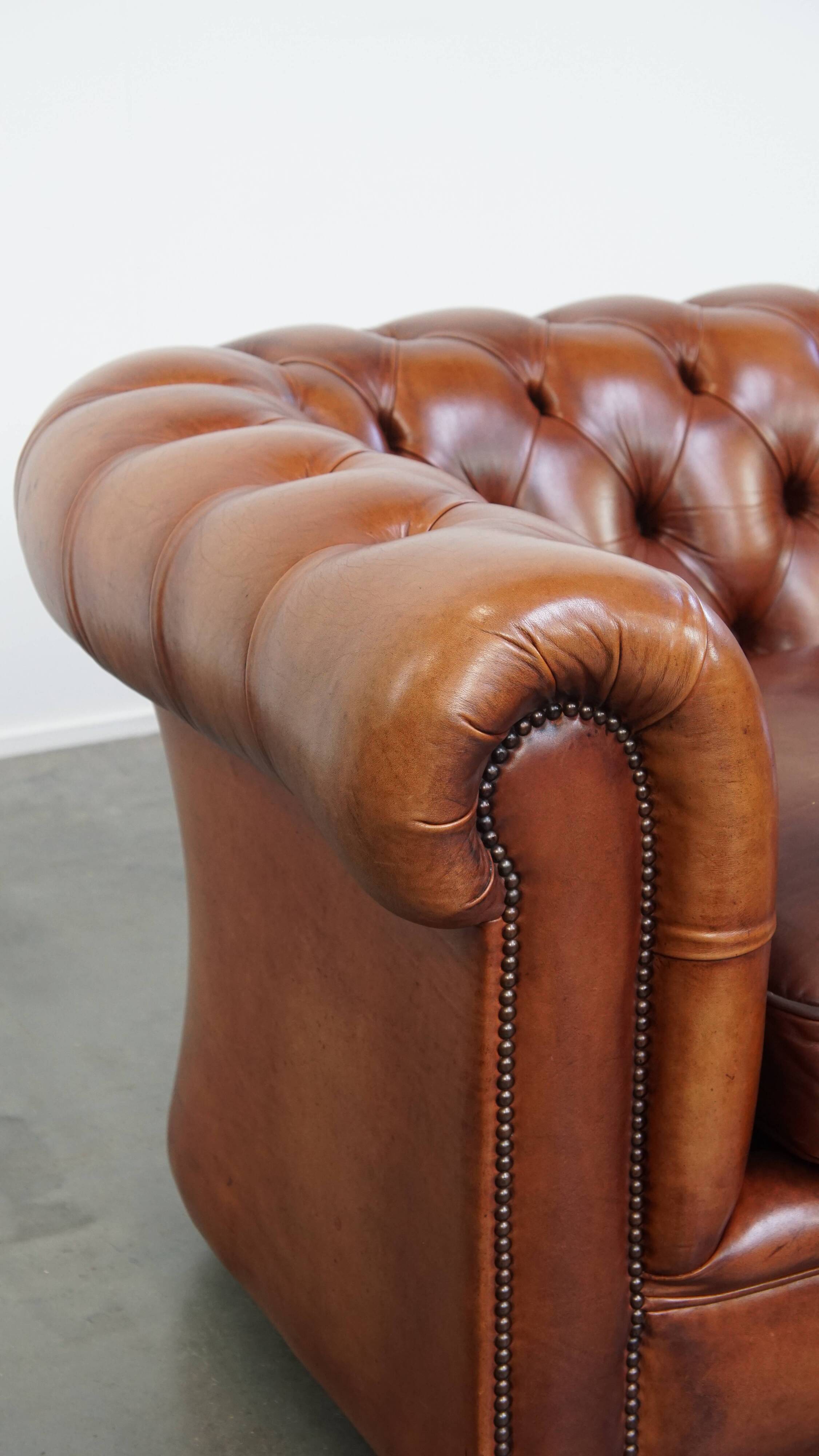 English style cowhide Chesterfield sofa