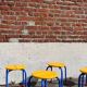 Lot of 5 vintage Memphis children's stools, Puzzel model, vintage IKEA.