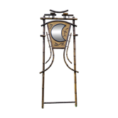 Bamboo coat rack from the 19th century, mirror in the shape of a crescent moon.