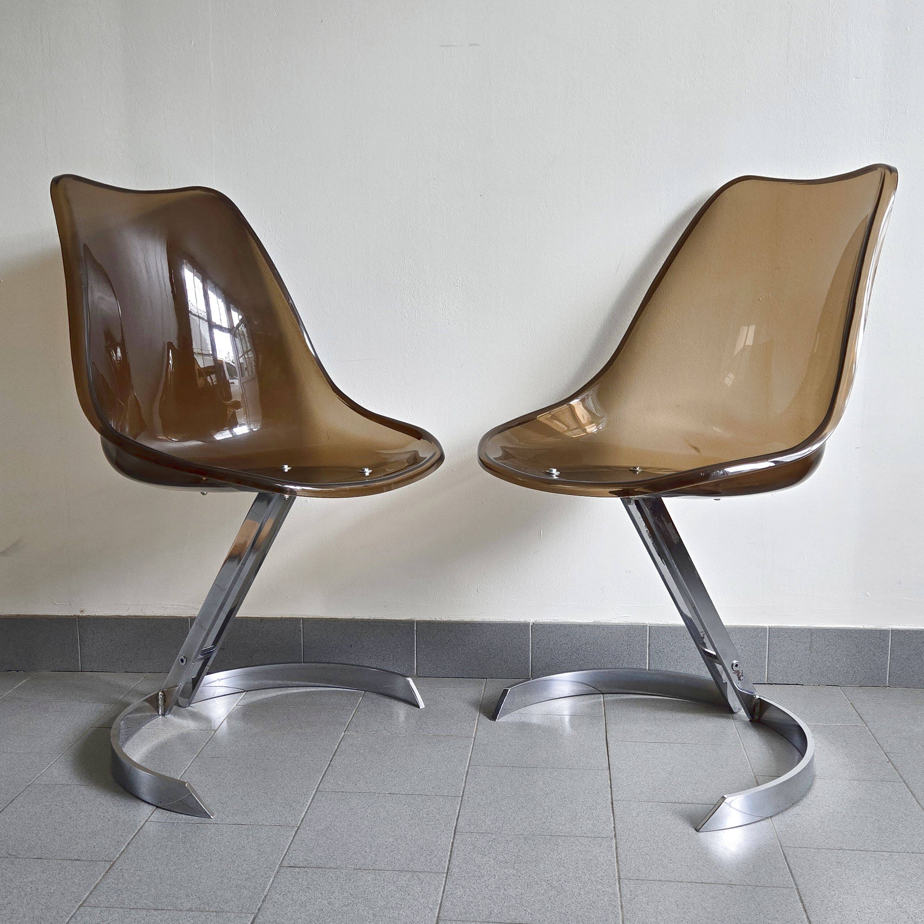 Set of 4 vintage Eurosteel chairs from the 1970s