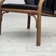 1970s, Danish armchair, rattan, black artificial leather.