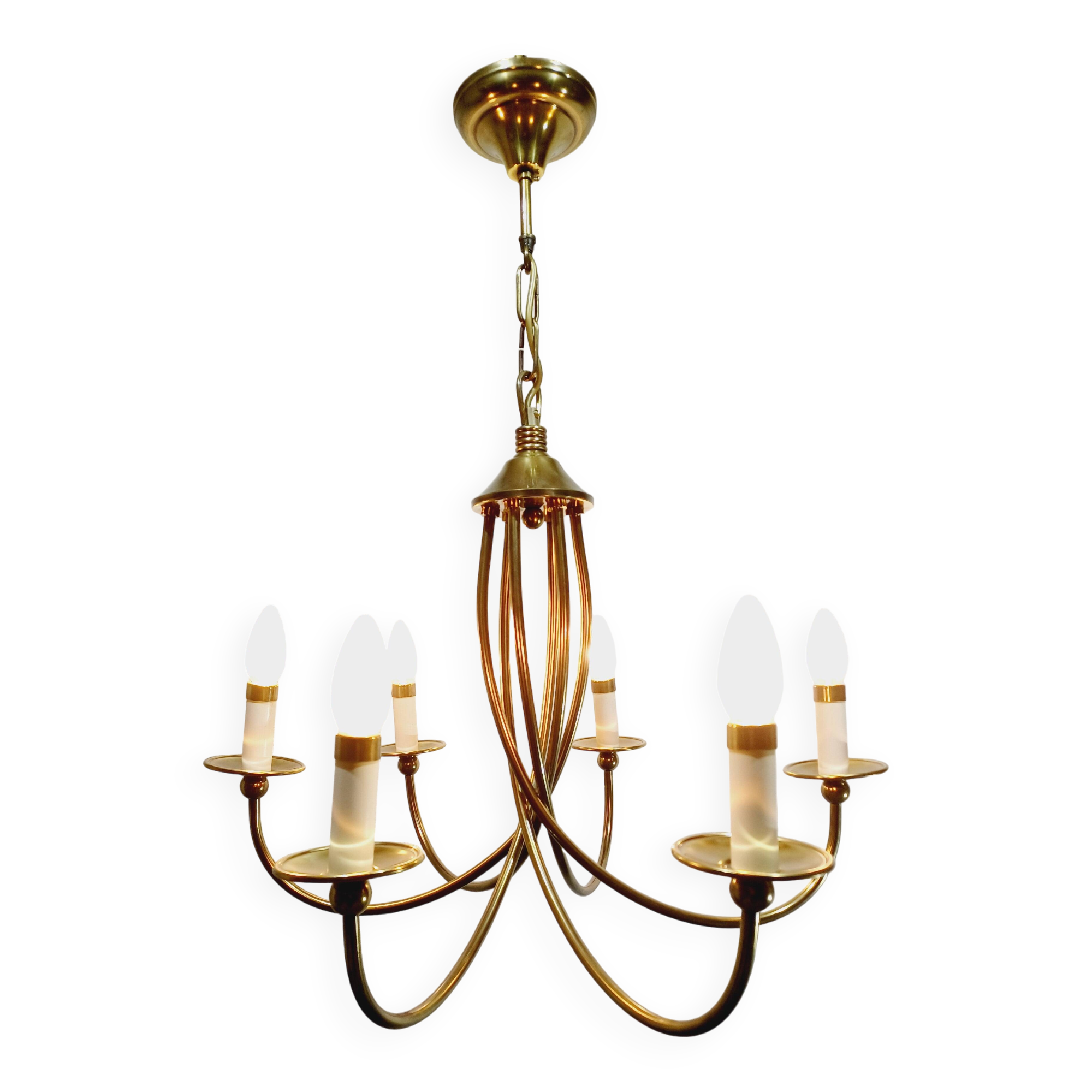 6-light chandelier in bronze and brass