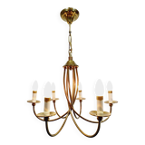 6-light chandelier in bronze and brass