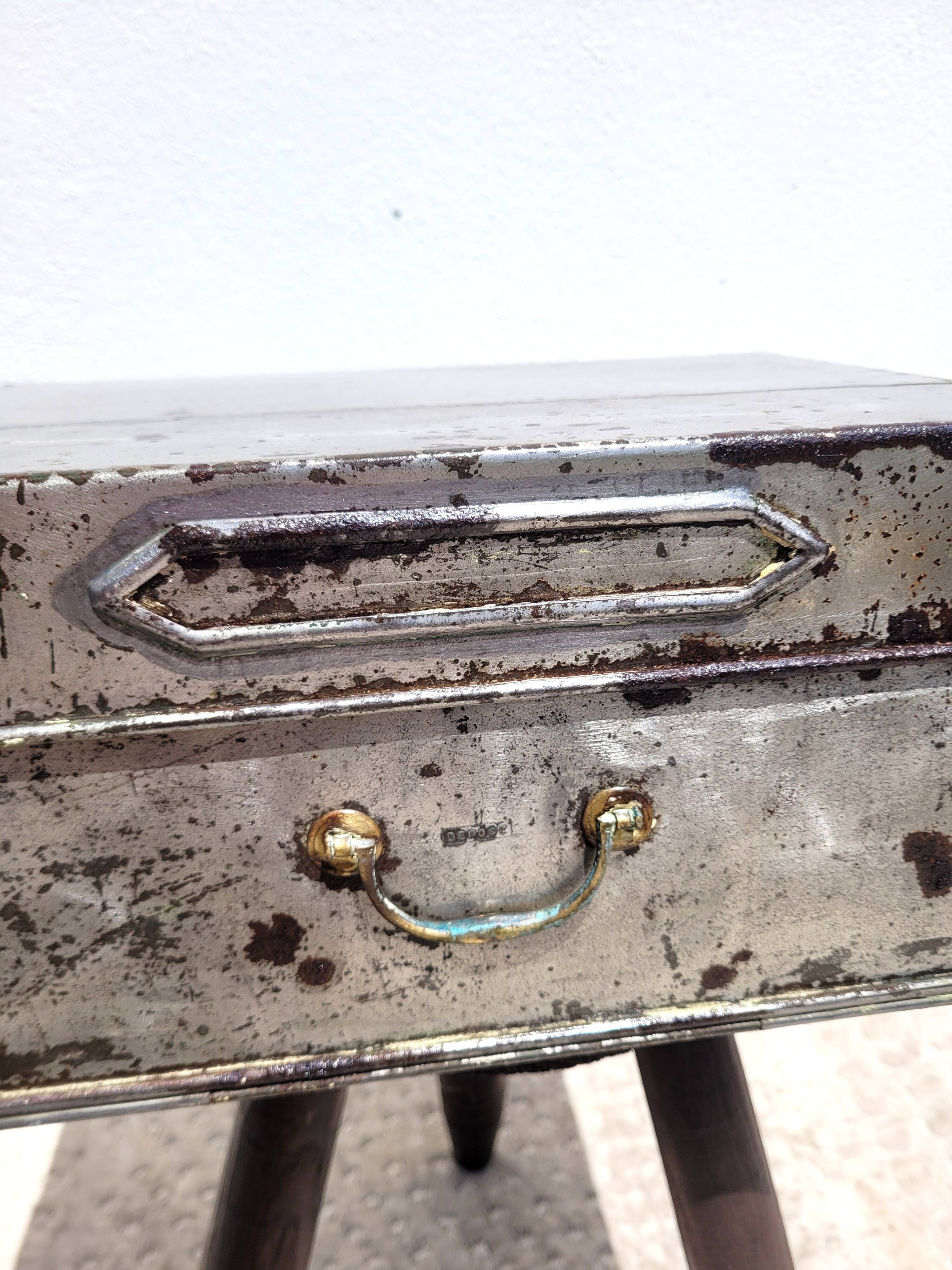 Old sheet metal filing cabinet storage box