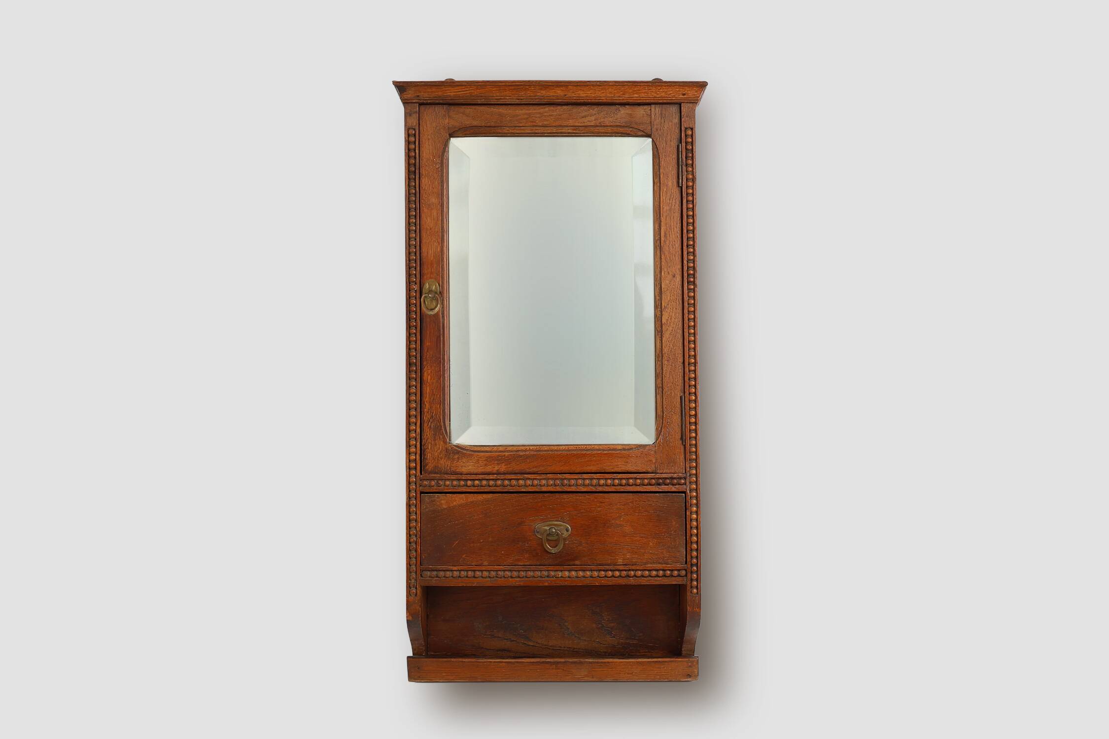 Art Deco Wooden Shaving Cabinet with Mirror, France 1930s