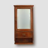 Art Deco Wooden Shaving Cabinet with Mirror, France 1930s