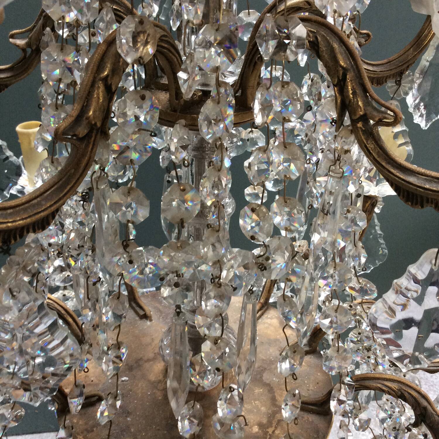 Antique XXL bronze chandelier 15 candles