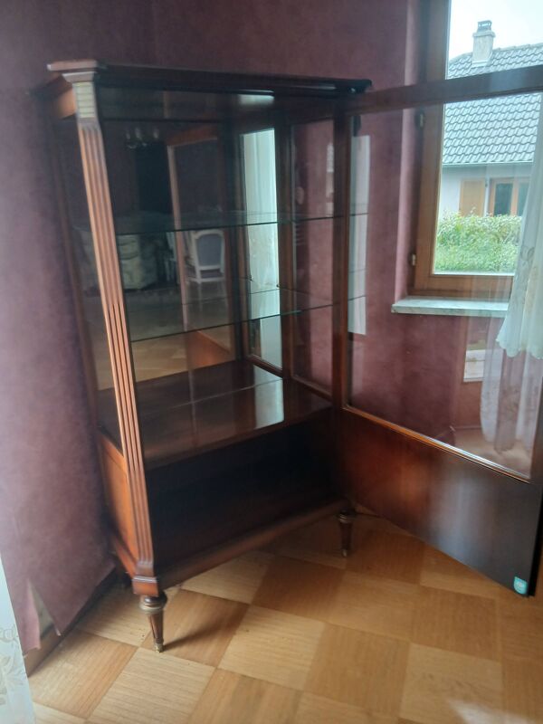 Meuble vitrine 1 porte style Louis XVI en Acajou