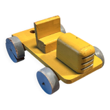 Yellow wooden tractor, antique toy