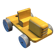 Yellow wooden tractor, antique toy